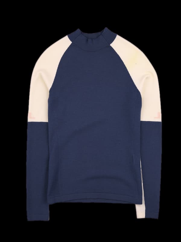 배색 하이넥 니트