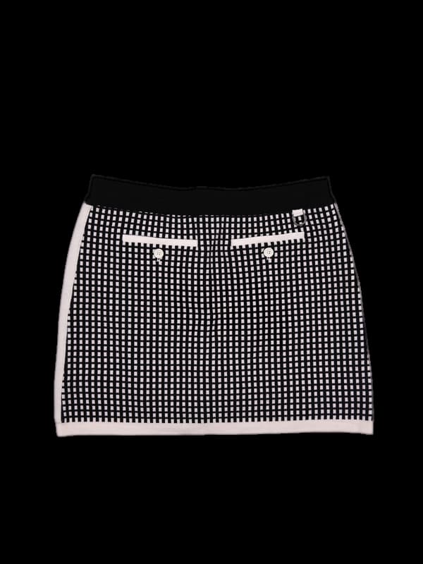 체크 니트 스커트