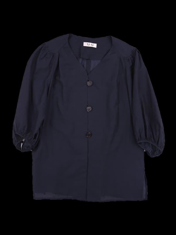 셔링 브이넥 블라우스