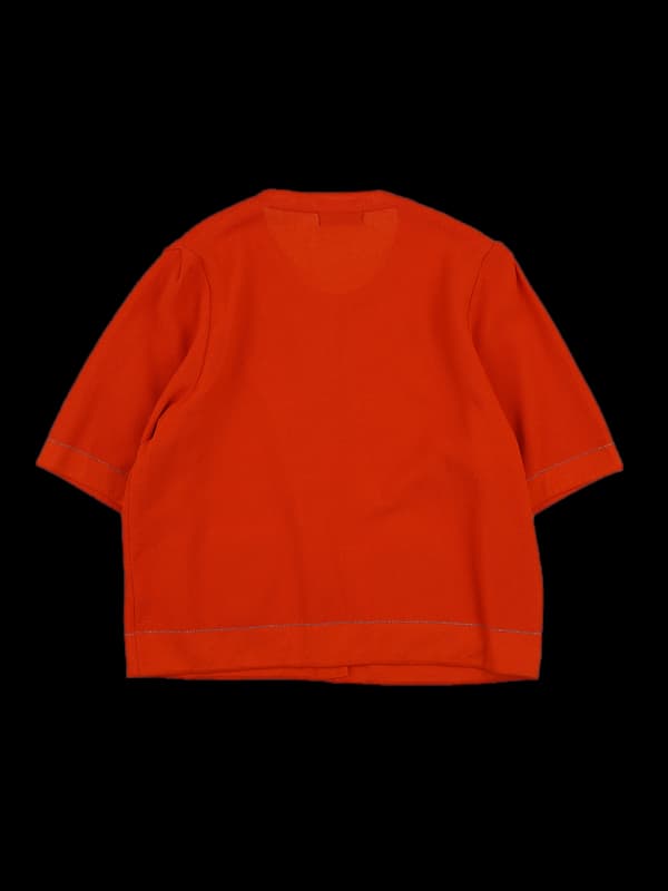 로고 라운드 반팔 가디건 