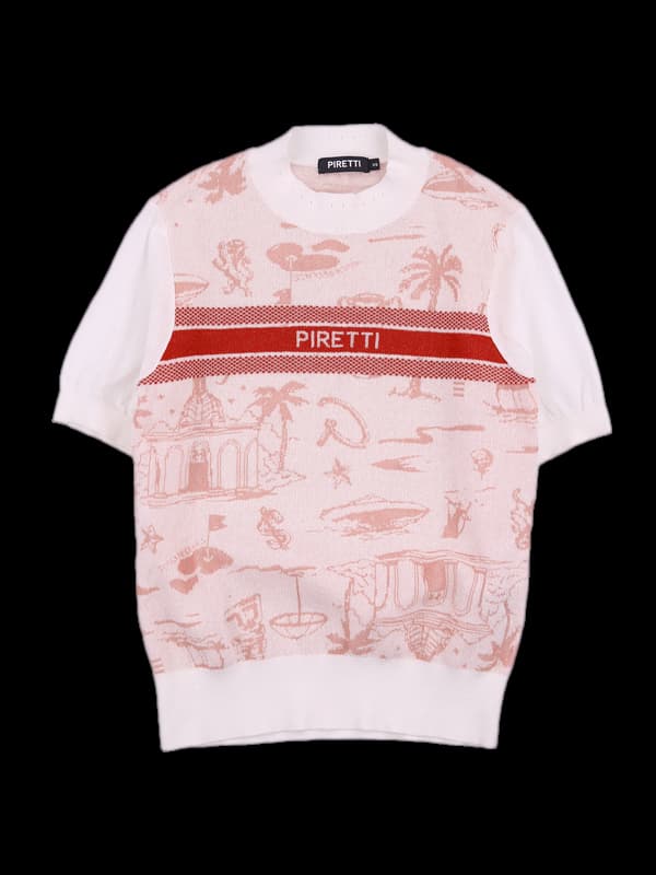 로고 패턴무늬 시스루 반팔 