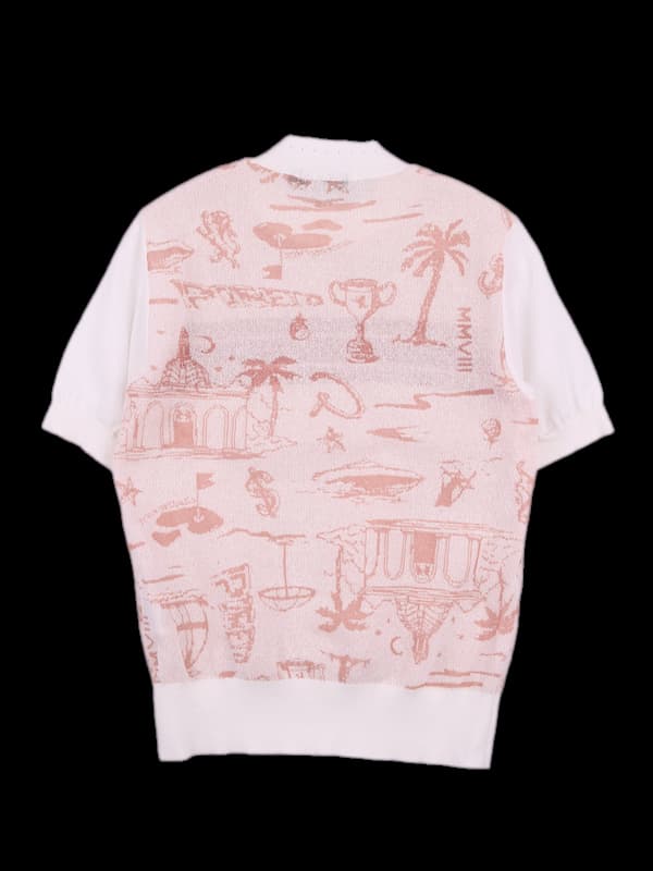 로고 패턴무늬 시스루 반팔 