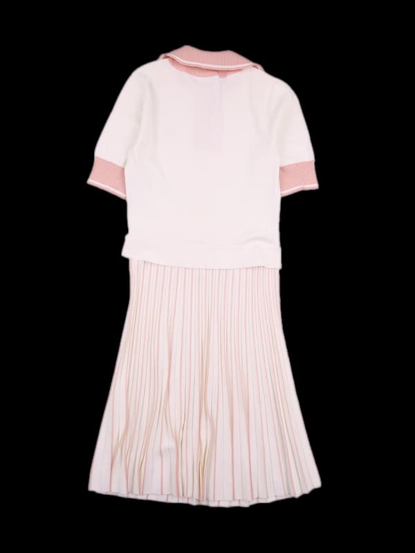 배색 레이어드 카라 원피스