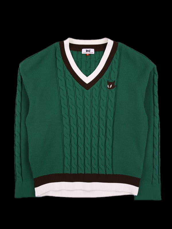 배색 꽈배기 긴팔니트