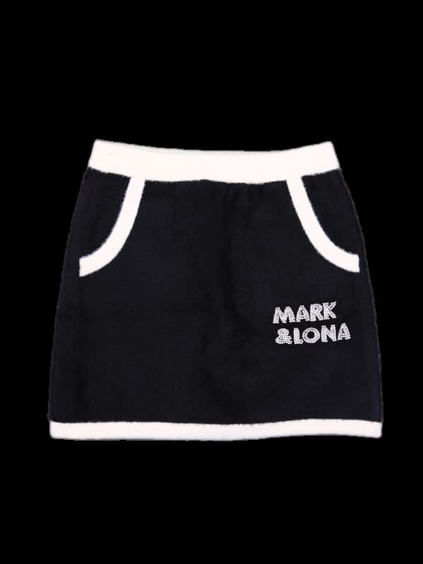 진주 로고 털 스커트 