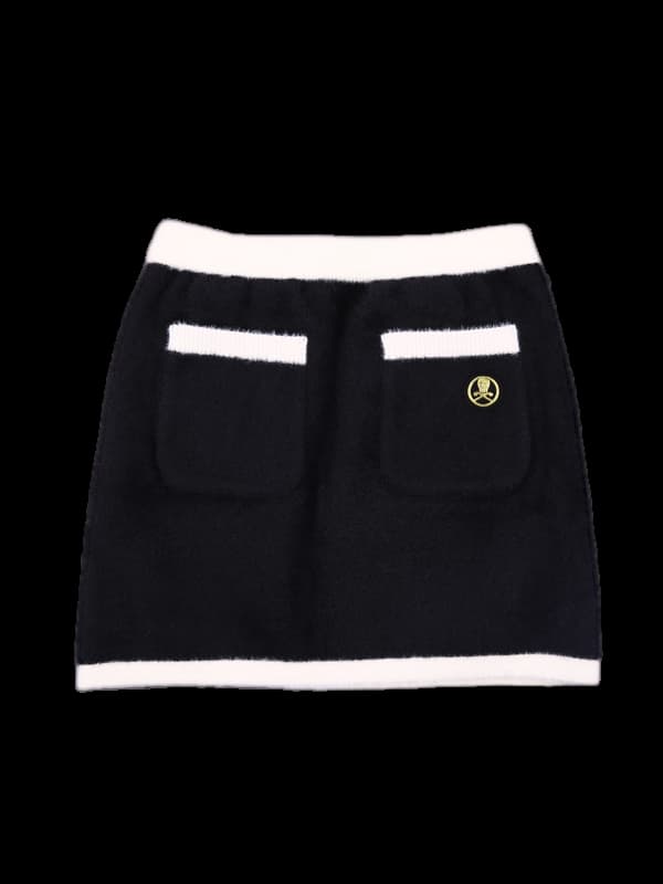 진주 로고 털 스커트 