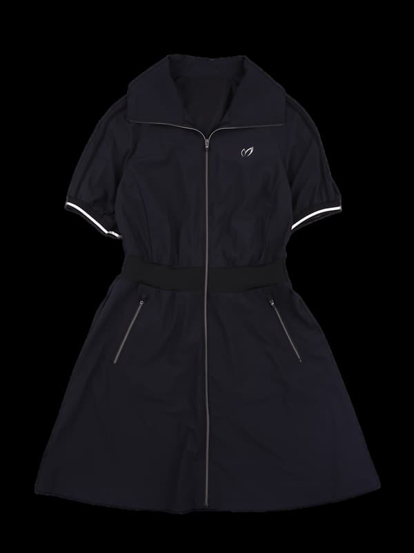 카라 풀집업 반팔 원피스