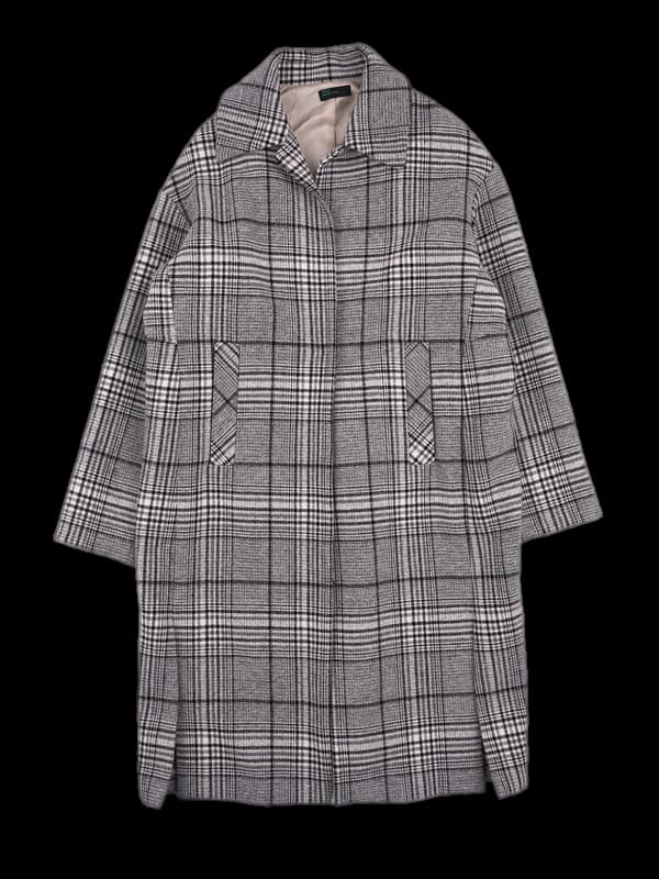 체크 롱코트