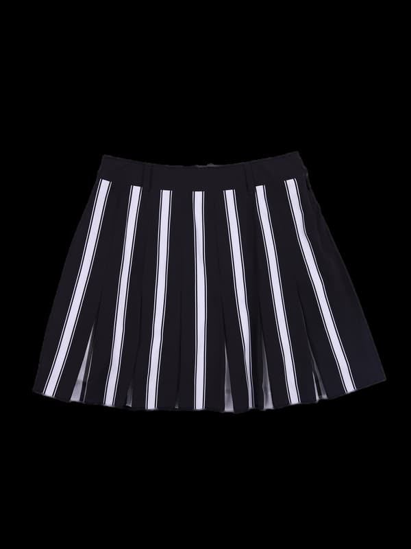 배색 주름 스커트