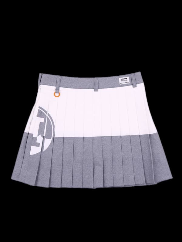 로고 플리츠 스커트