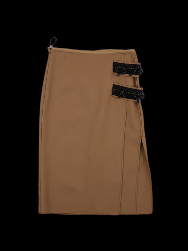 큐빅 모직 스커트