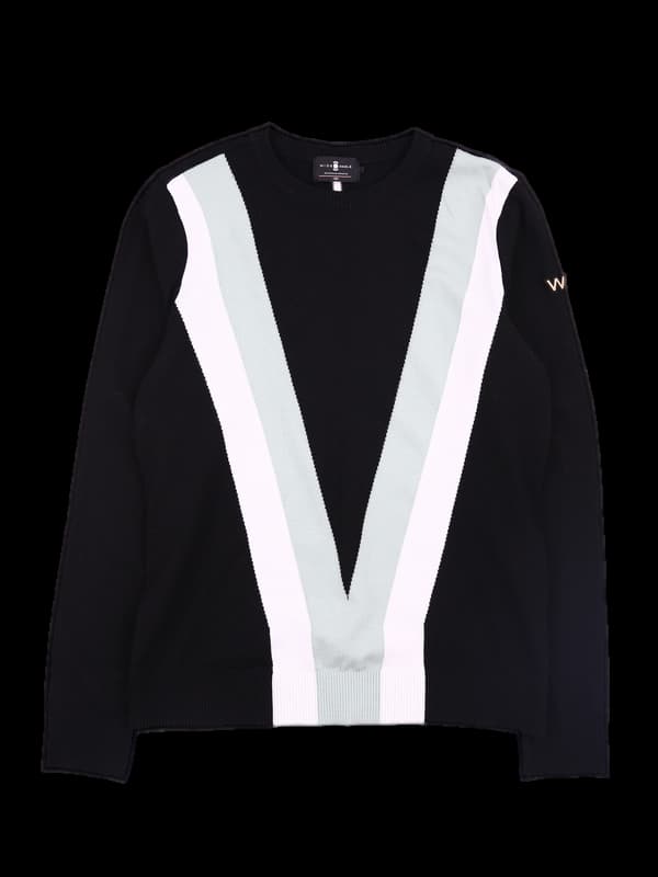 브이 배색 니트
