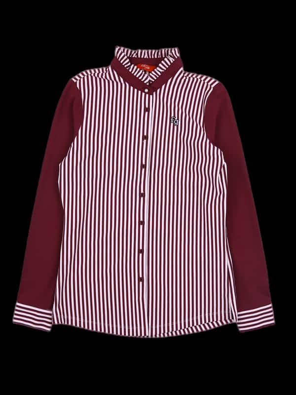 프릴 스트라이프 카라긴팔