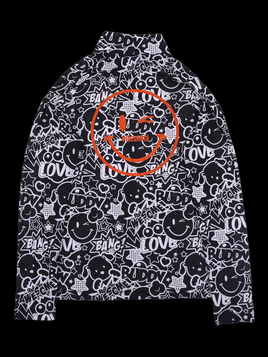 패턴 긴팔 집업