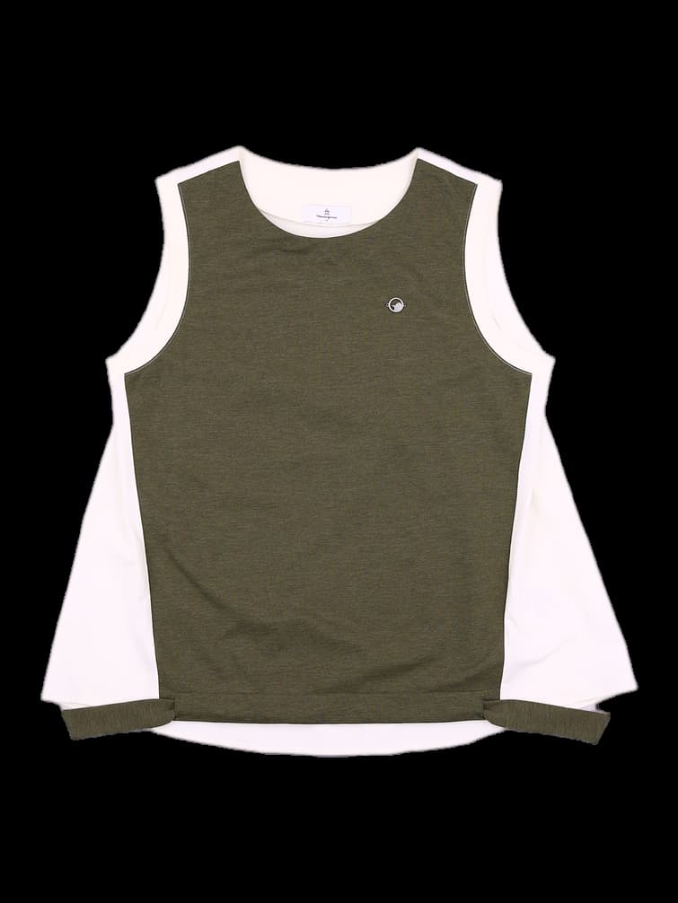 배색 드레이프 민소매