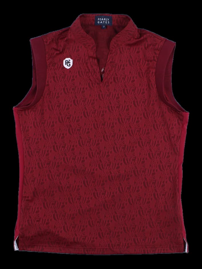 패턴 브이넥 슬리브리스