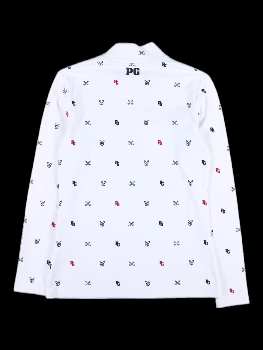 하이넥 패턴 긴팔 티셔츠