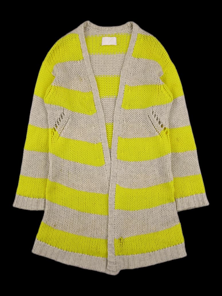 배색 오픈 가디건