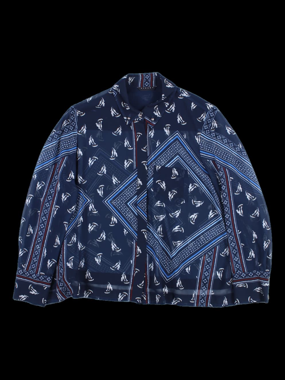 카라 시스루 블라우스