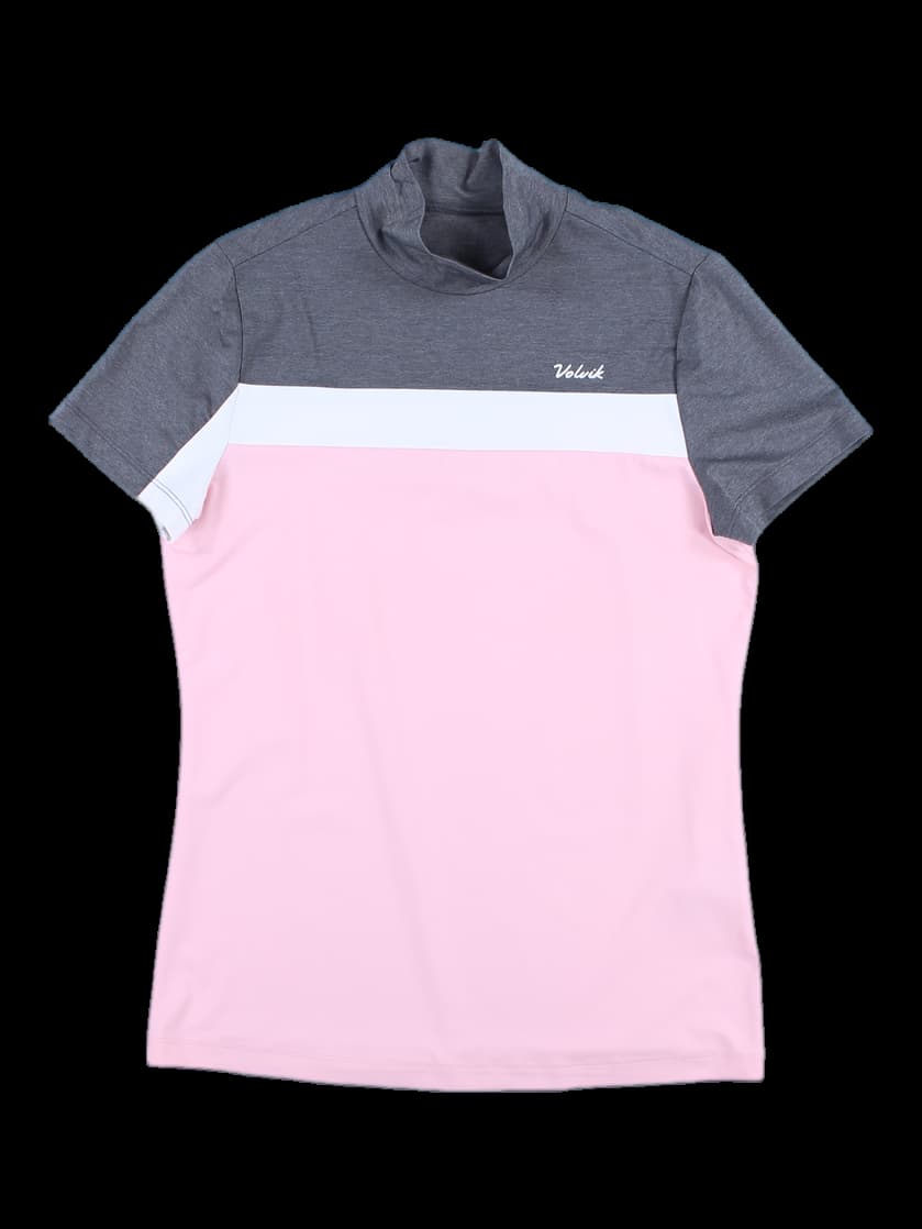 하이넥 배색 반팔티