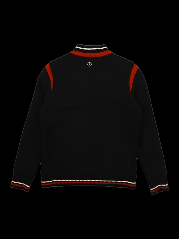 방풍 스트라이프 반집업 니트