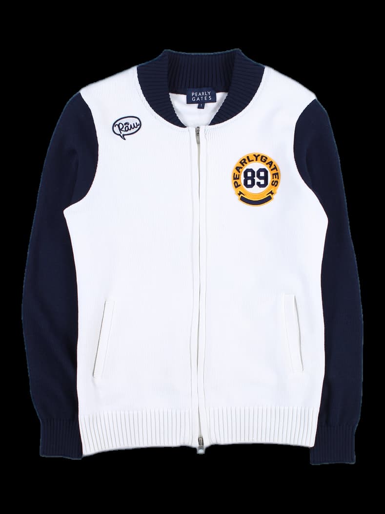 배색 니트 자켓