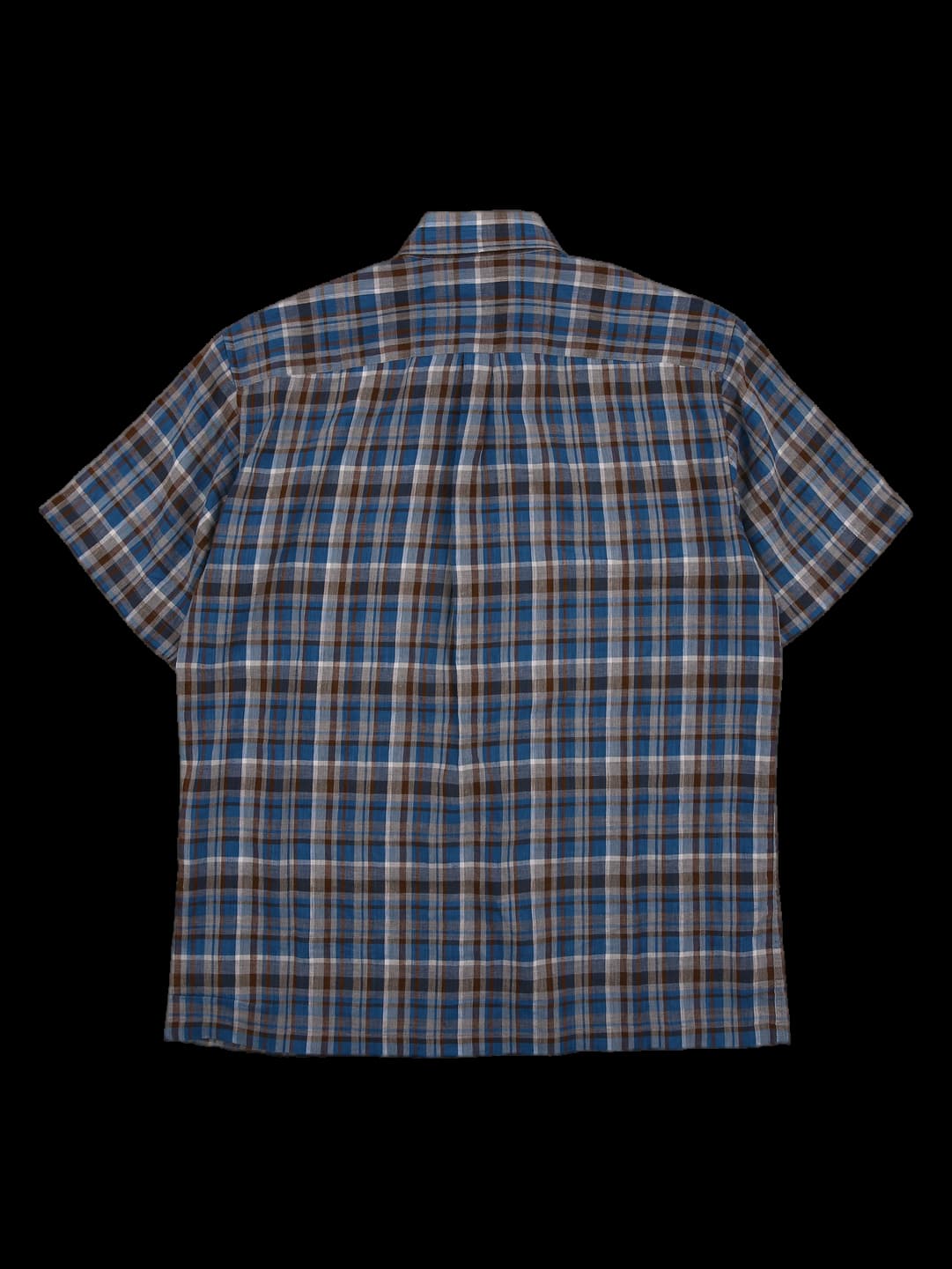 [남성] 린넨 체크 반팔 셔츠