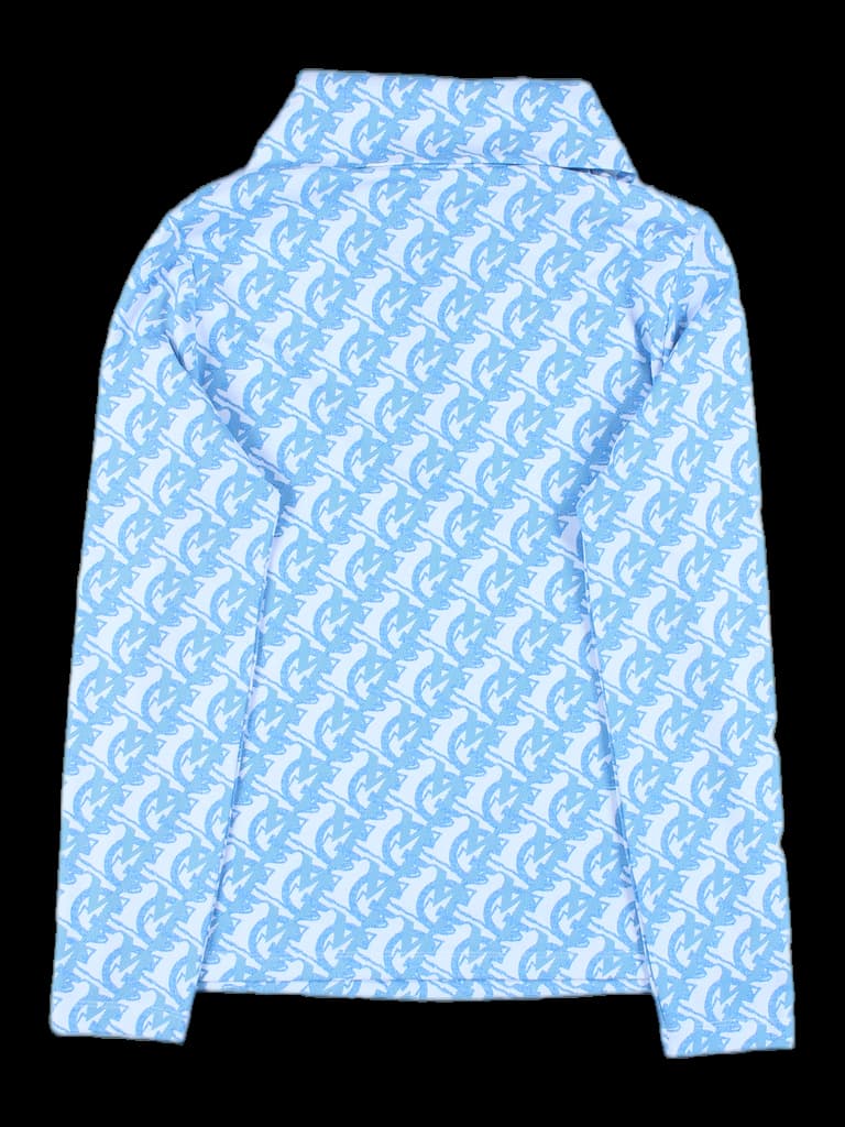 프린트 빅카라 포인트 긴소매 티셔츠