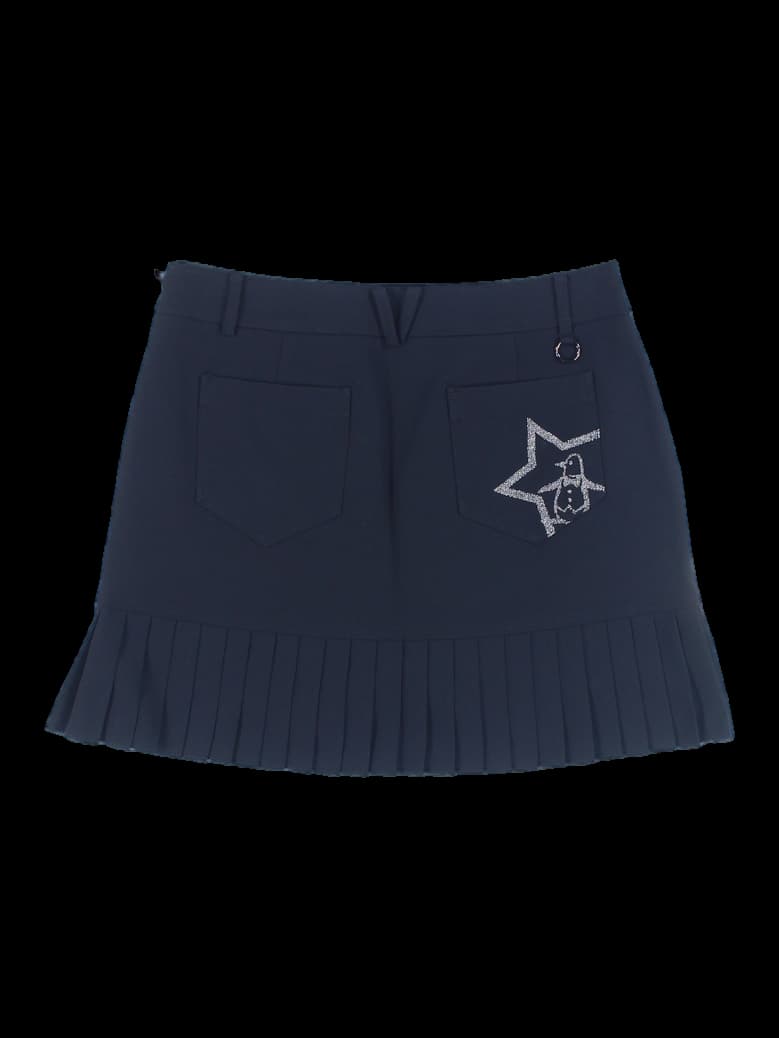 뒷 포켓 미니 주름 스커트