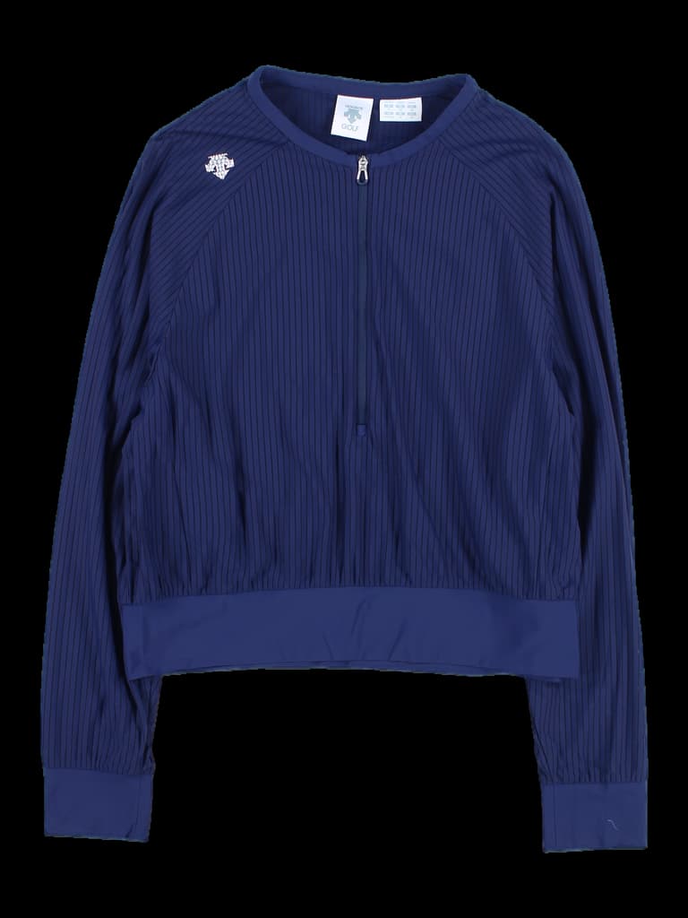 스트라이프 라글란 하프 집업 티셔츠