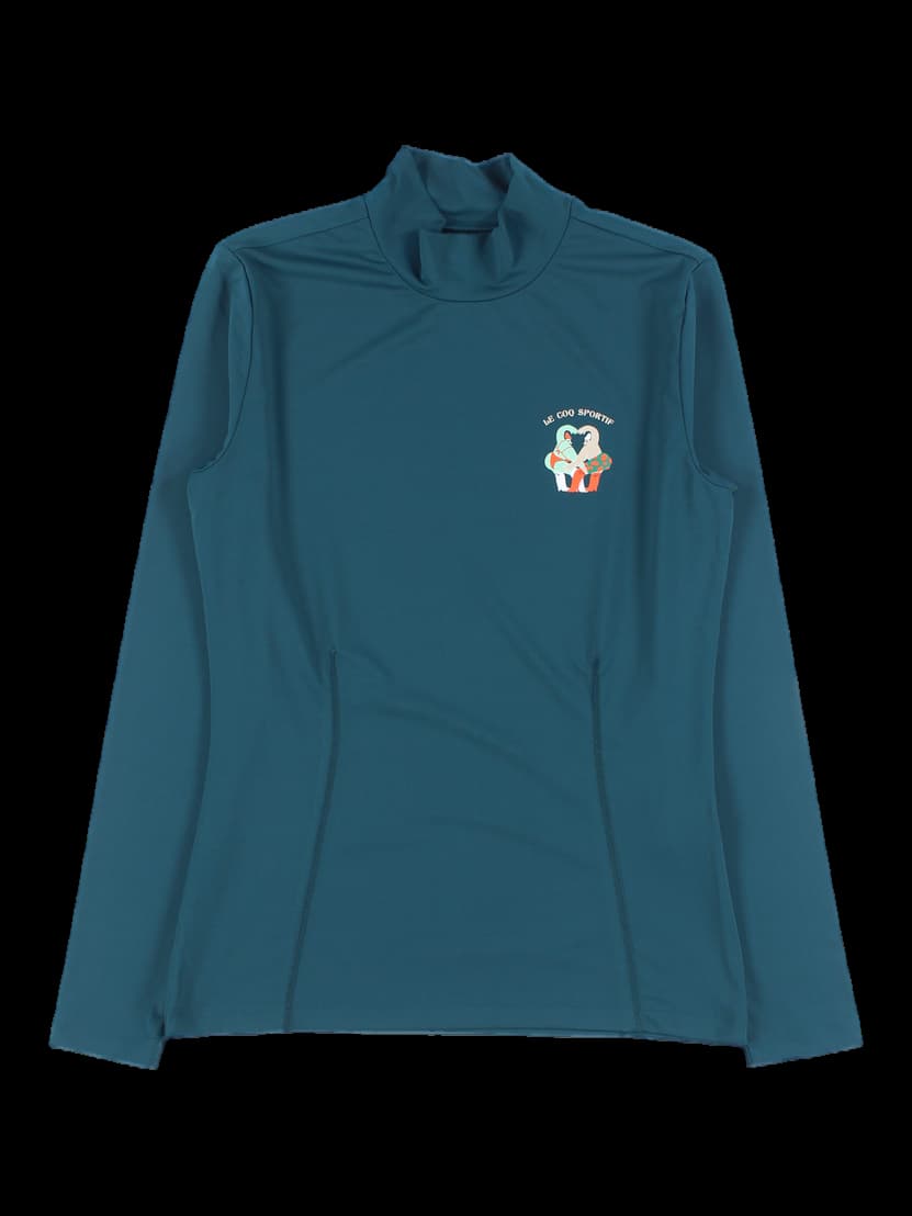 로고 포인트 하이넥 긴소매 티셔츠