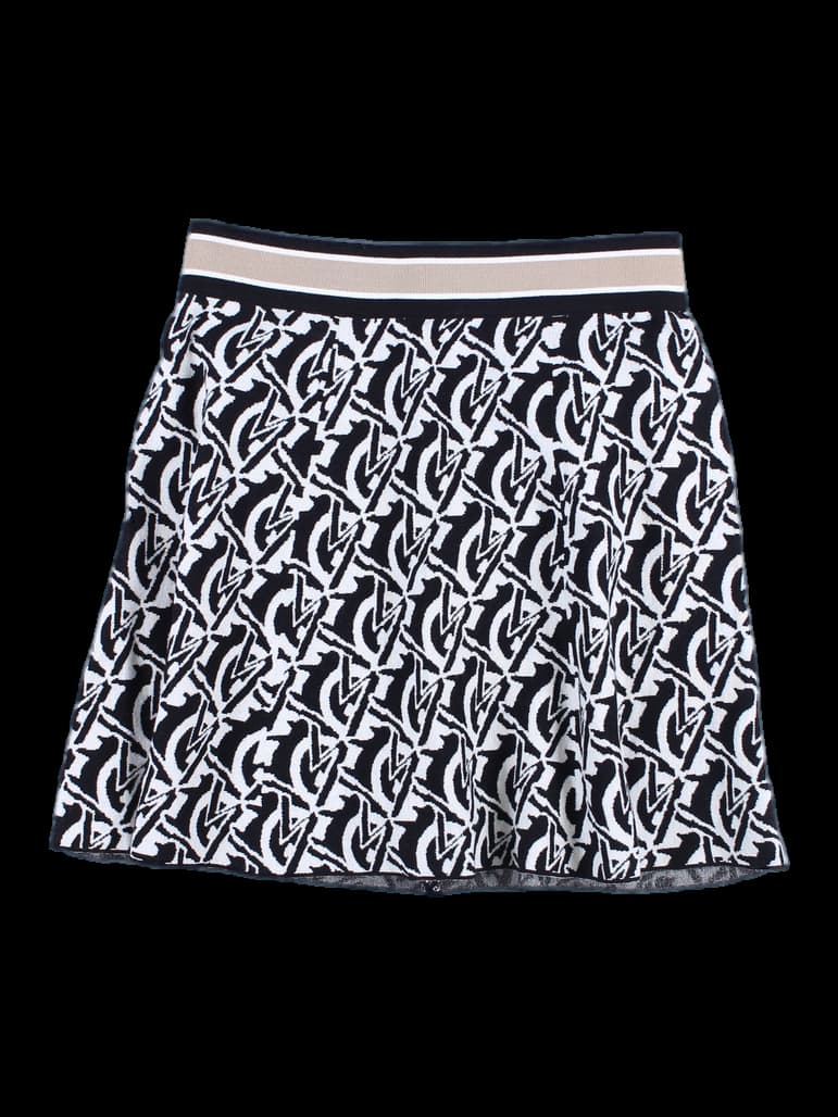 로고 무늬 니트 스커트