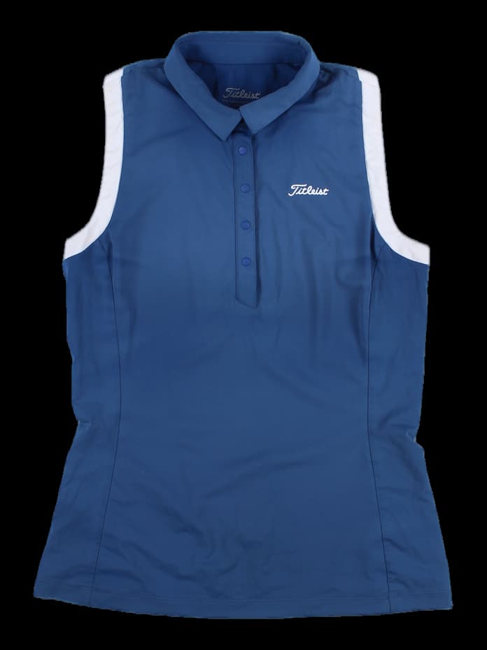 백라인 포인트 민소매 카라 티셔츠