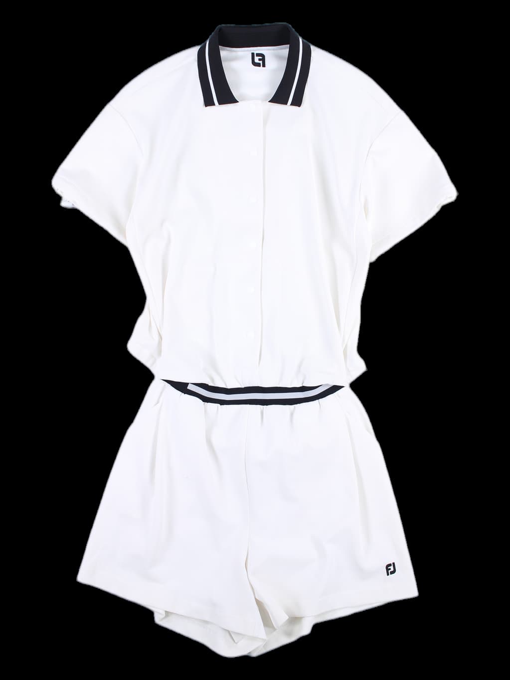 뒷 트임 카라 점프수트