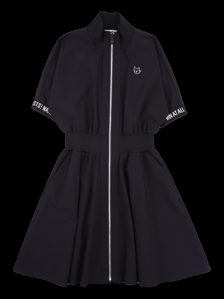 허리밴드 집업 반팔 원피스