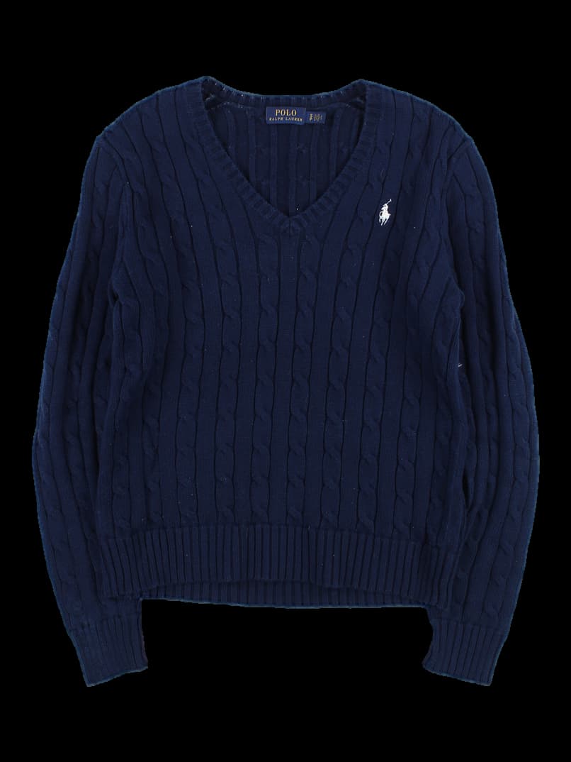 브이넥 로고 니트