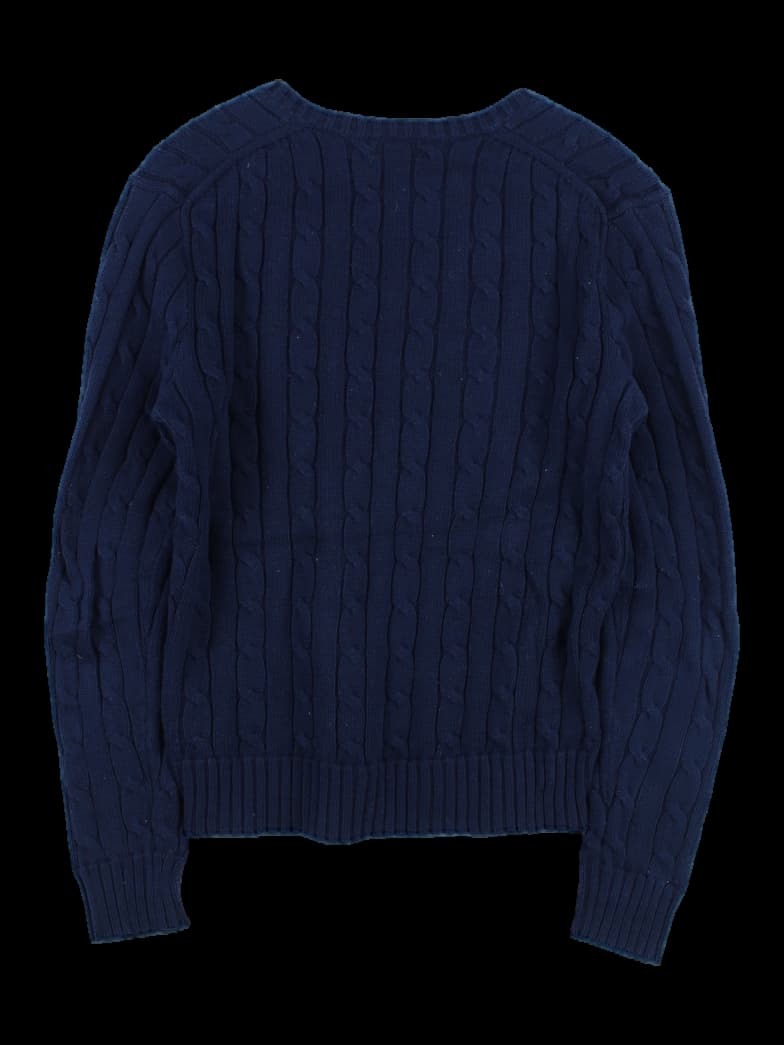 브이넥 로고 니트