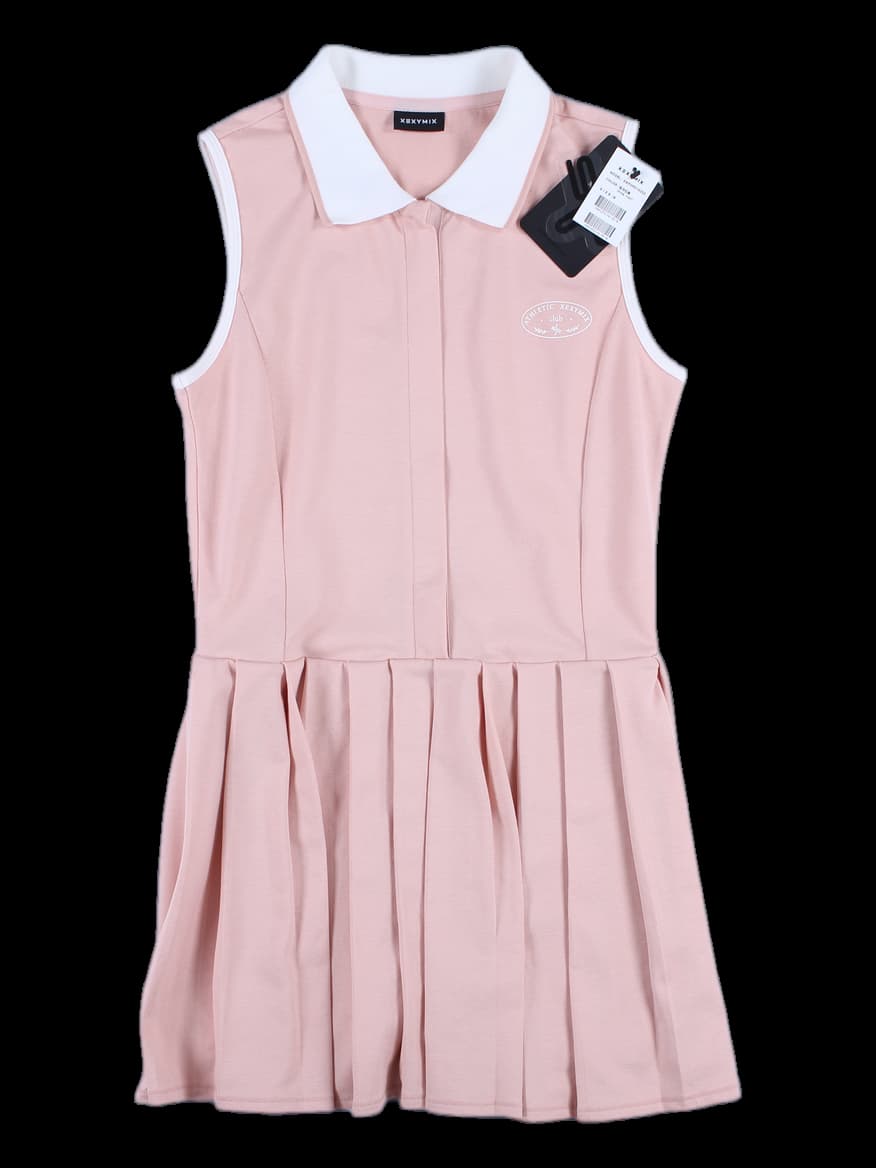 [새상품] 카라 집업 민소매 주름 원피스