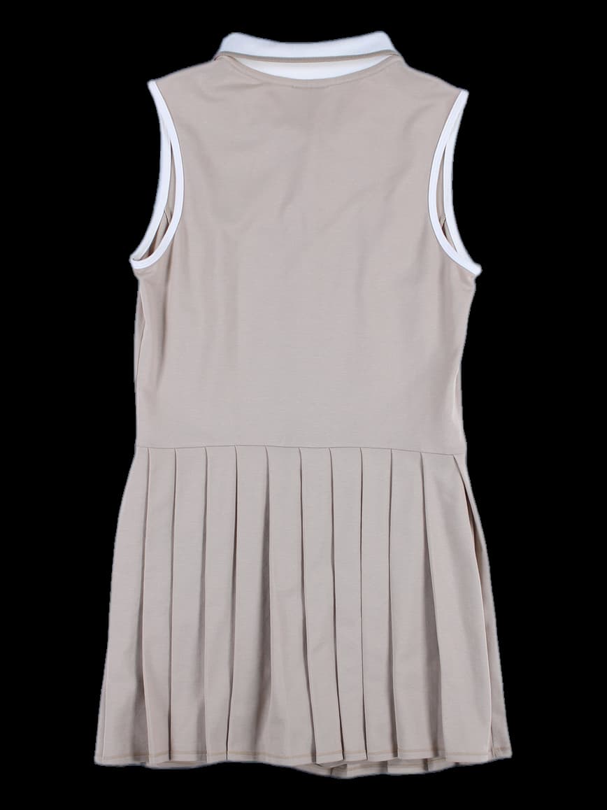 카라 집업 민소매 주름 원피스