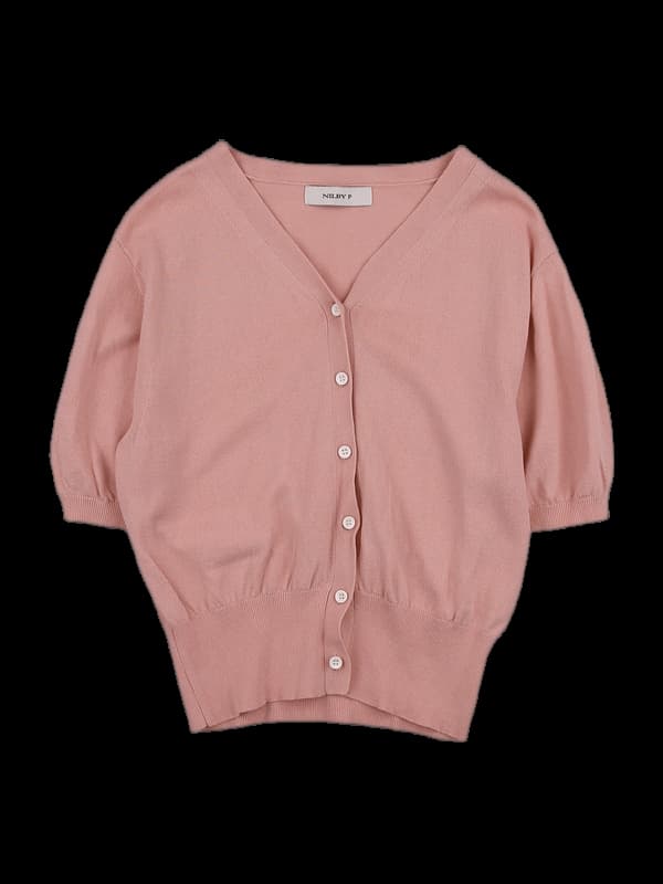 브이넥 베이직 반팔 가디건