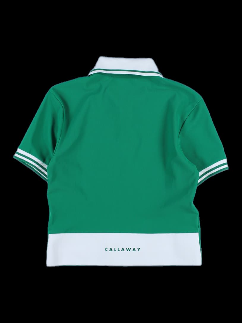 배색 반팔 하프집업