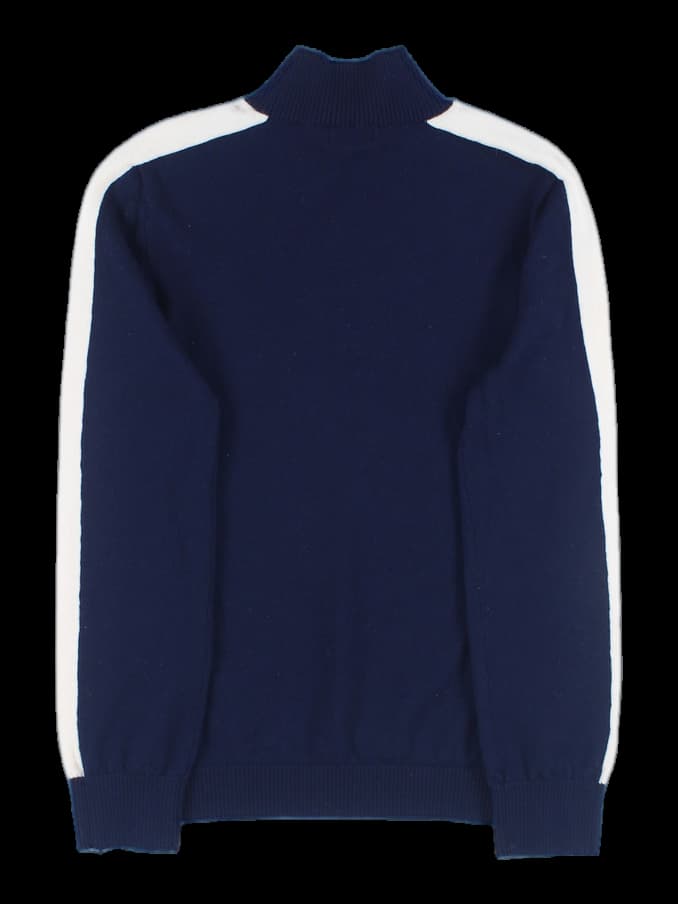 반목 소매 허리 라인 배색 니트 