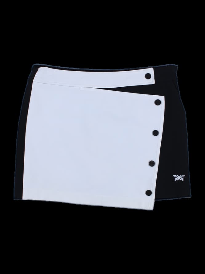 단추 포인트 배색 스커트