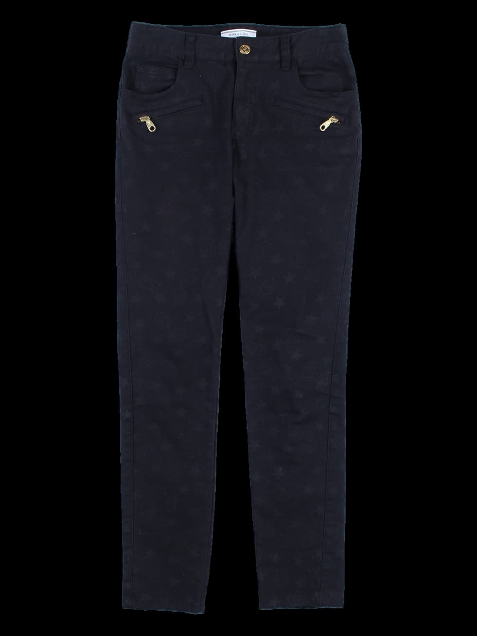 스컬 프린트 자수 팬츠