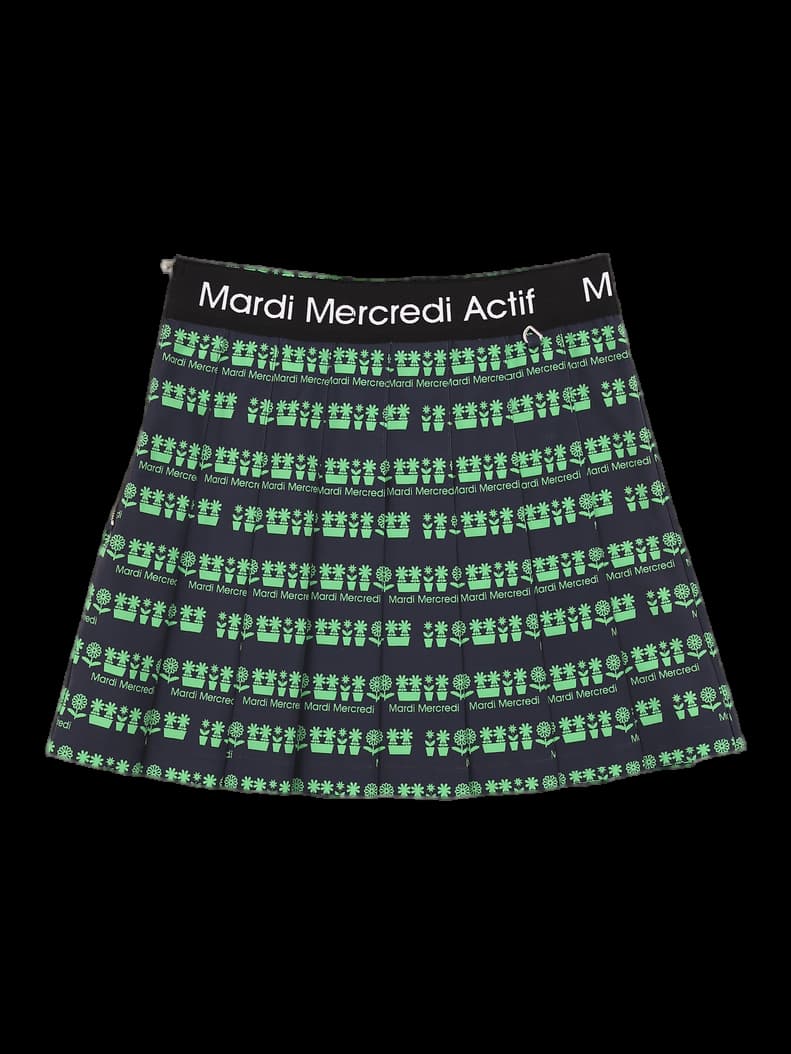 플라워 밴딩 플리츠 스커트