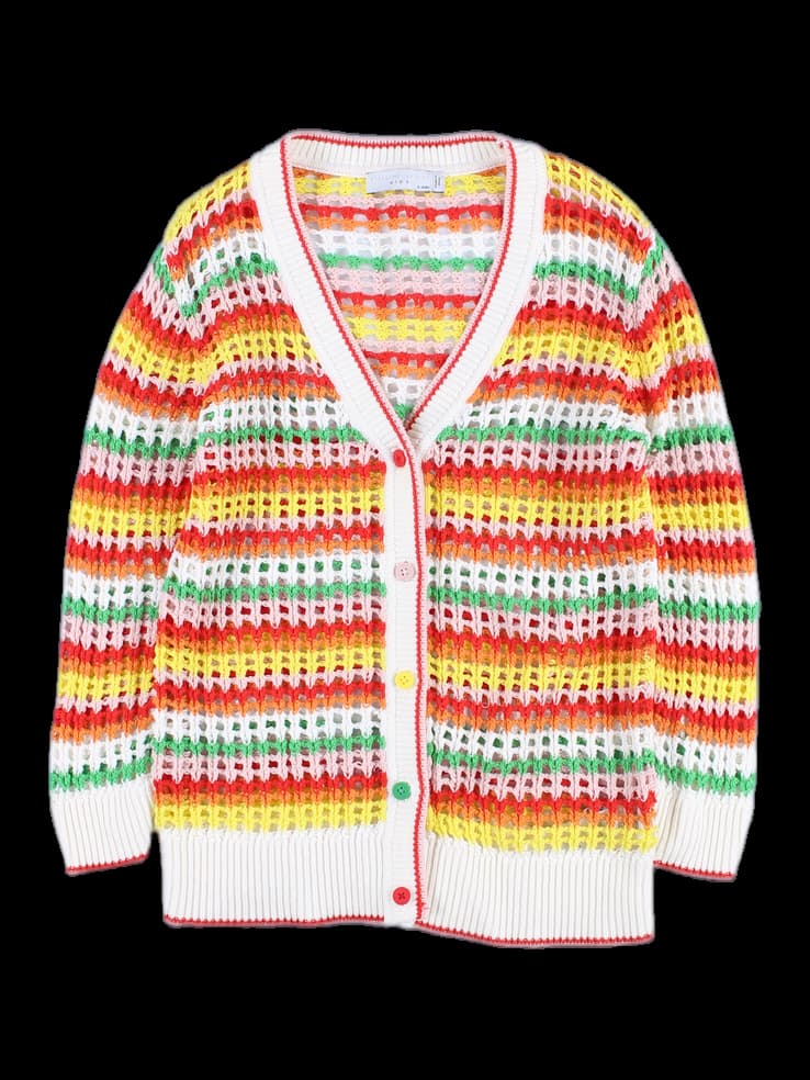 [키즈] 배색 브이넥 가디건