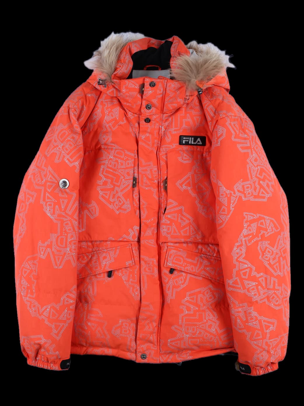 [남성] 프린팅 후드 오리털 패딩