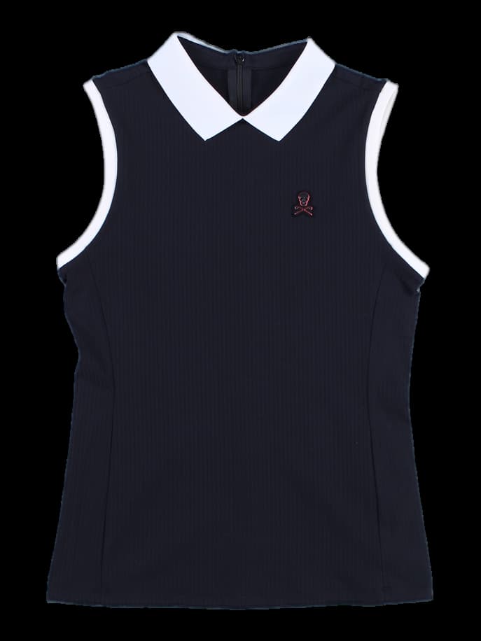 스컬 카라 민소매 티