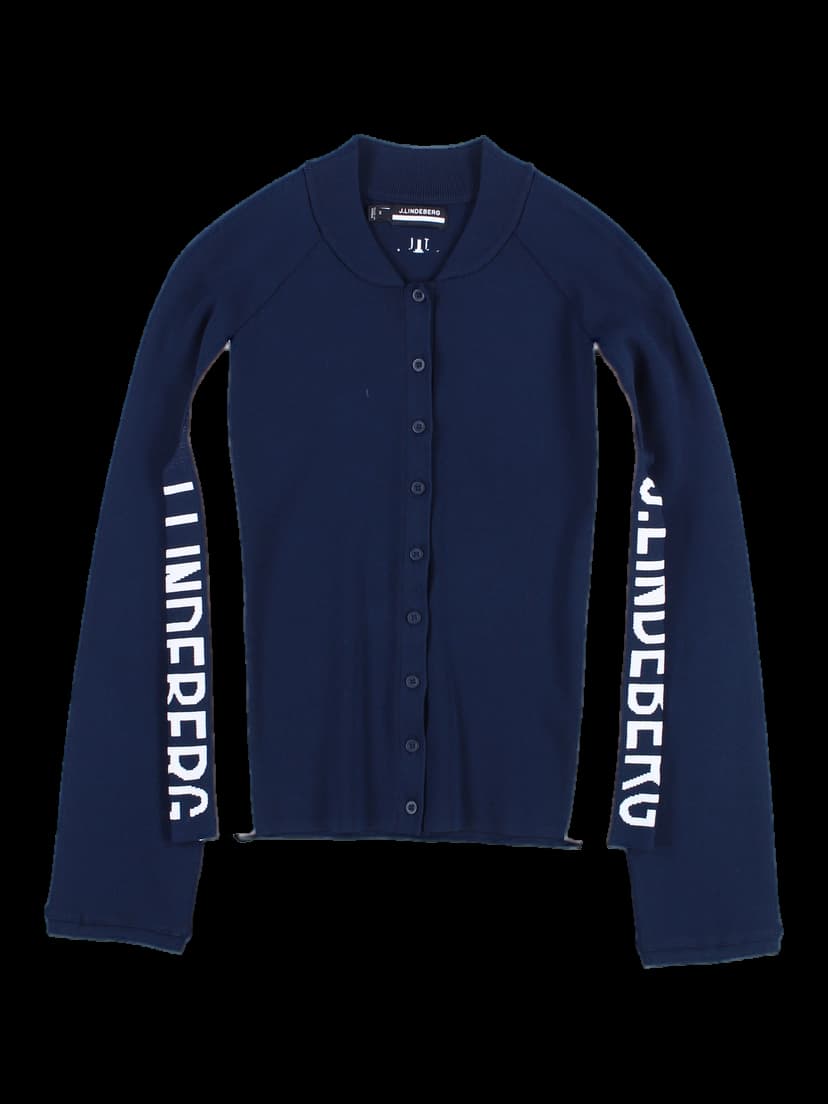 로고 라인 포인트 니트 가디건