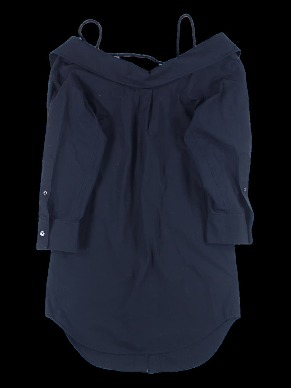 오프숄더 카라 셔츠 미니 원피스